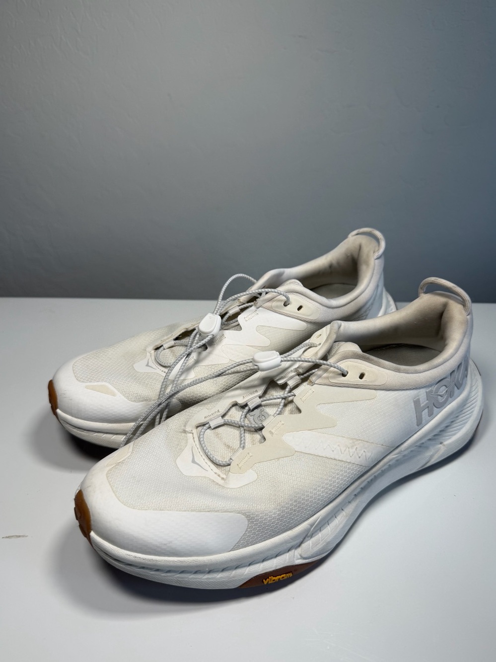 Hoka Transport White / Gum Walking & Trail Shoes 9.5